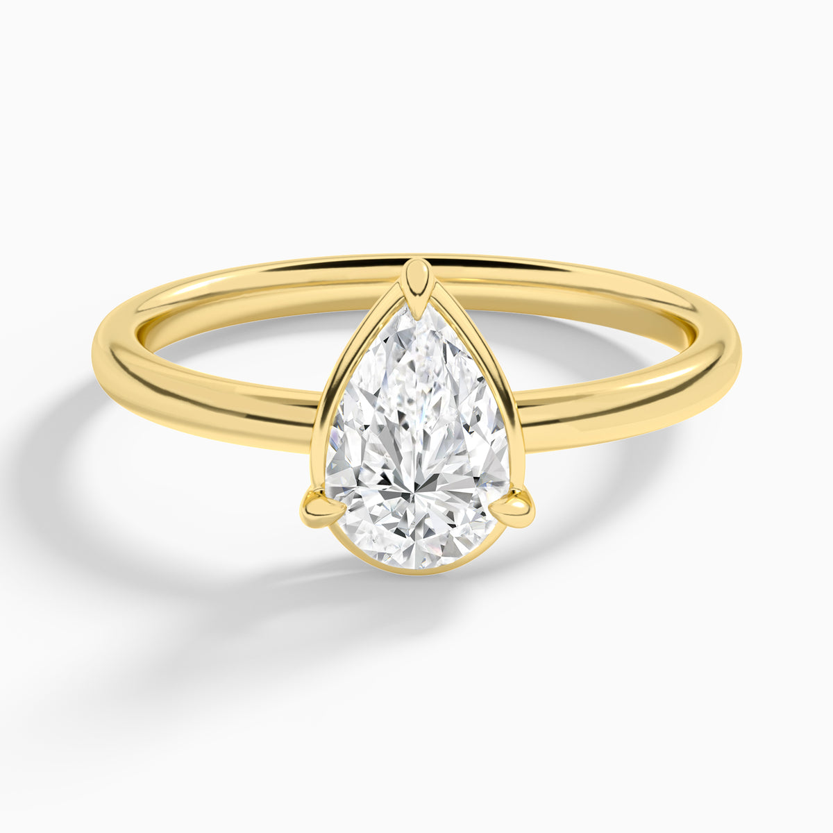 Pear Prong Bezel Solitaire Diamond Engagement Ring In 18K Yellow Gold - Lucenjuri