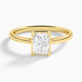 Radiant Prong Bezel Solitaire Diamond Engagement Ring In 18K Yellow Gold - Lucenjuri