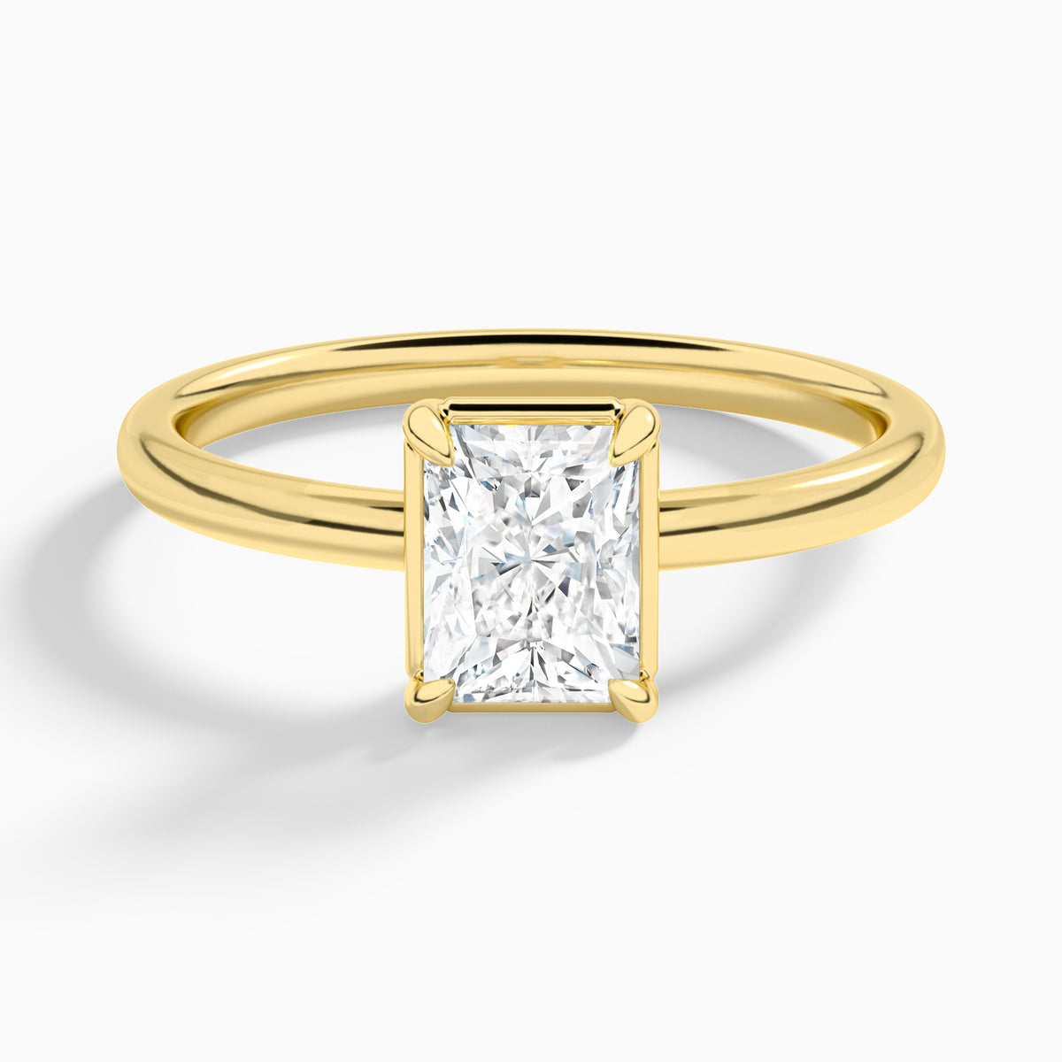 Radiant Prong Bezel Solitaire Diamond Engagement Ring In 18K Yellow Gold - Lucenjuri