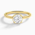 Round Prong Bezel Solitaire Diamond Engagement Ring In 18K Yellow Gold - Lucenjuri