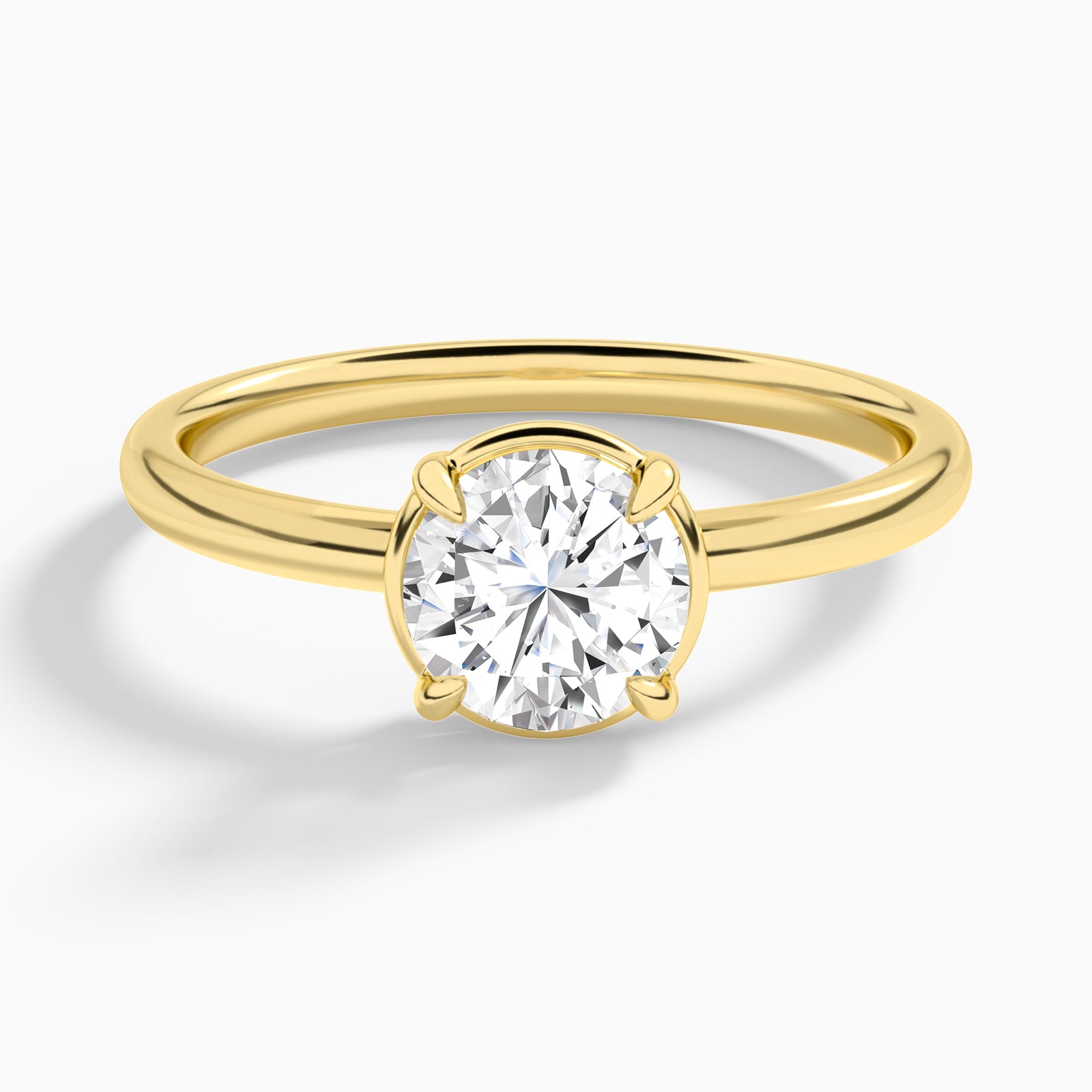 Round Prong Bezel Solitaire Diamond Engagement Ring In 18K Yellow Gold - Lucenjuri