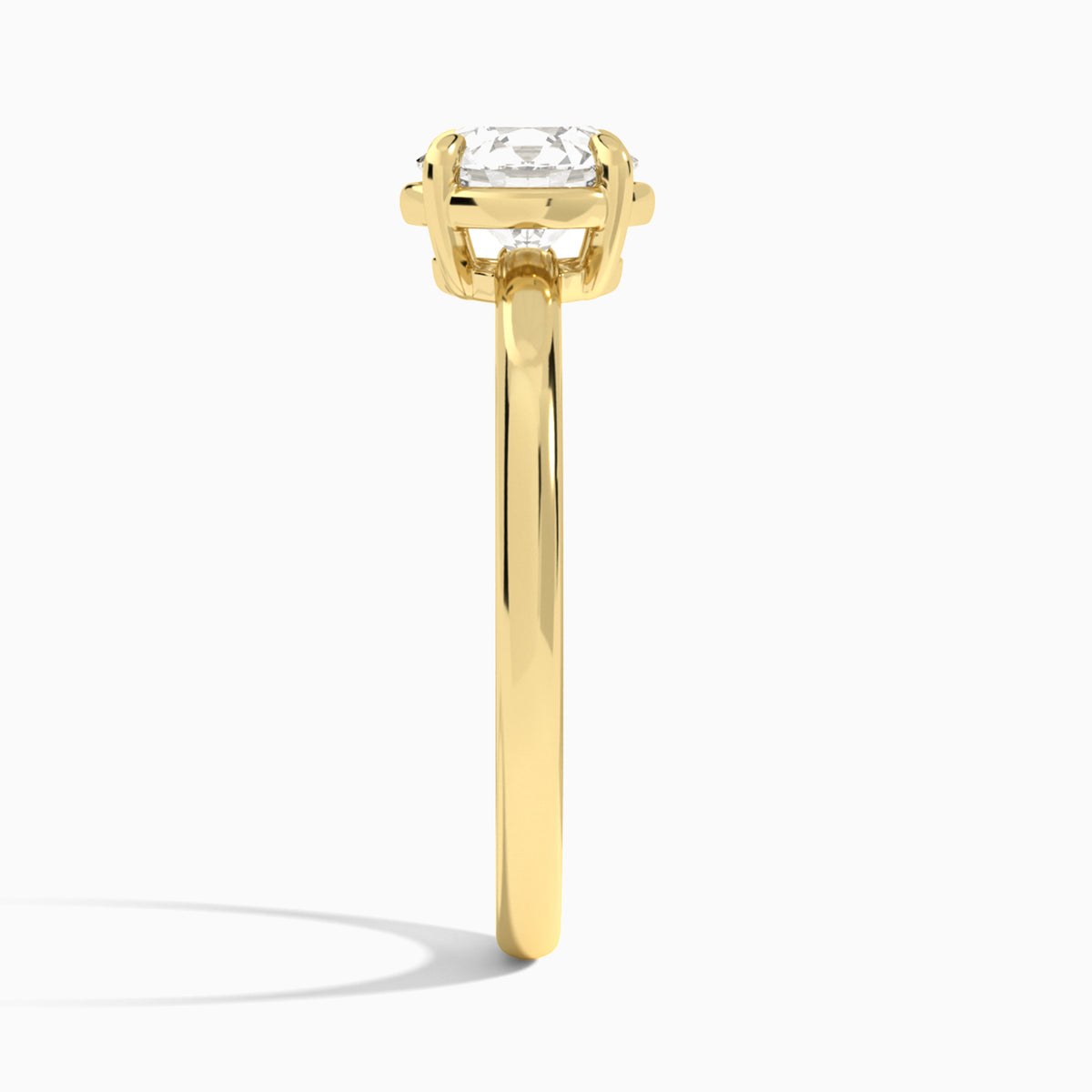 Round Prong Bezel Solitaire Diamond Engagement Ring In 18K Yellow Gold, Side View