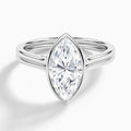 Marquise Bezel Solitaire Double Band Diamond Engagement Ring In Platinum - Lucenjuri