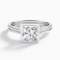 Princess Bezel Solitaire Double Band Diamond Engagement Ring In Platinum - Lucenjuri