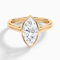 Marquise Bezel Solitaire Double Band Diamond Engagement Ring In 14K Rose Gold - Lucenjuri