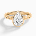 Pear Bezel Solitaire Double Band Diamond Engagement Ring In 14K Rose Gold - Lucenjuri
