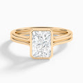 Radiant Bezel Solitaire Double Band Diamond Engagement Ring In 14K Rose Gold - Lucenjuri