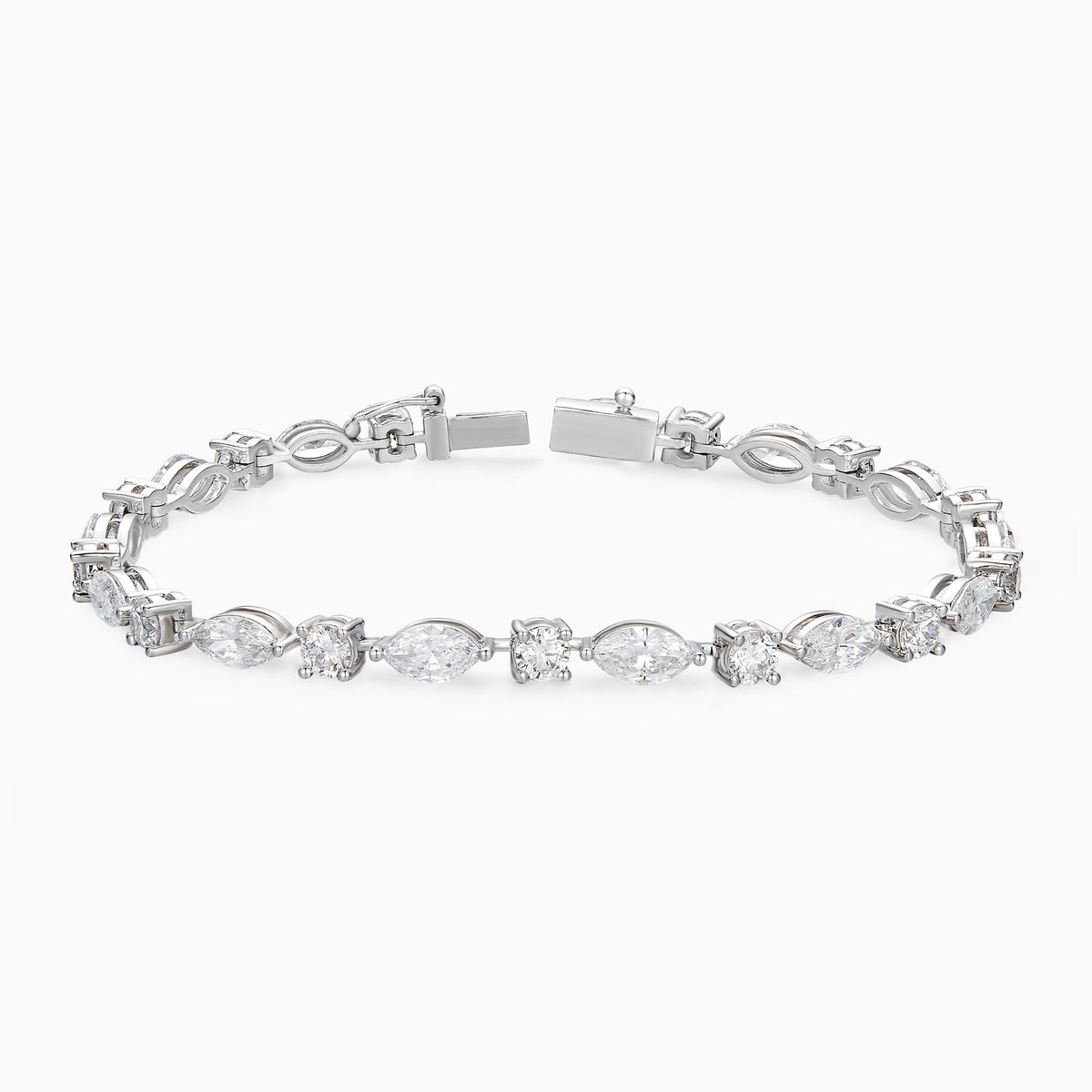 Multi Shape Diamond Tennis Bracelet in Platinum