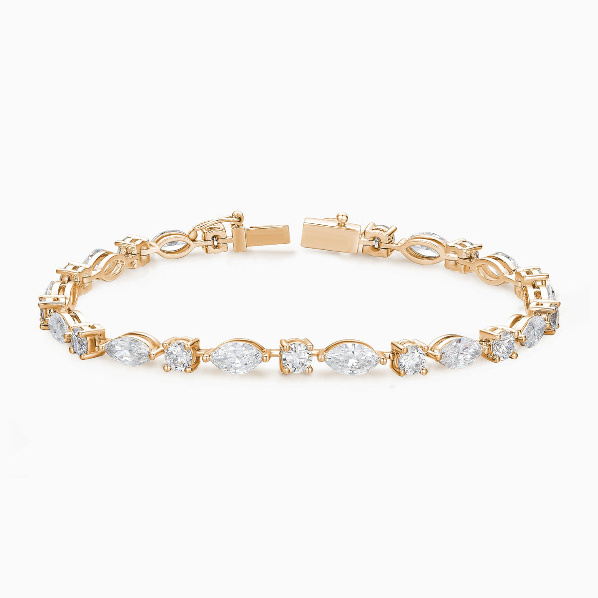 Multi Shape Diamond Tennis Bracelet in 14K Rose Gold