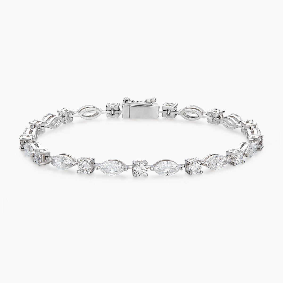 Multi Shape Diamond Tennis Bracelet in 14K White Gold