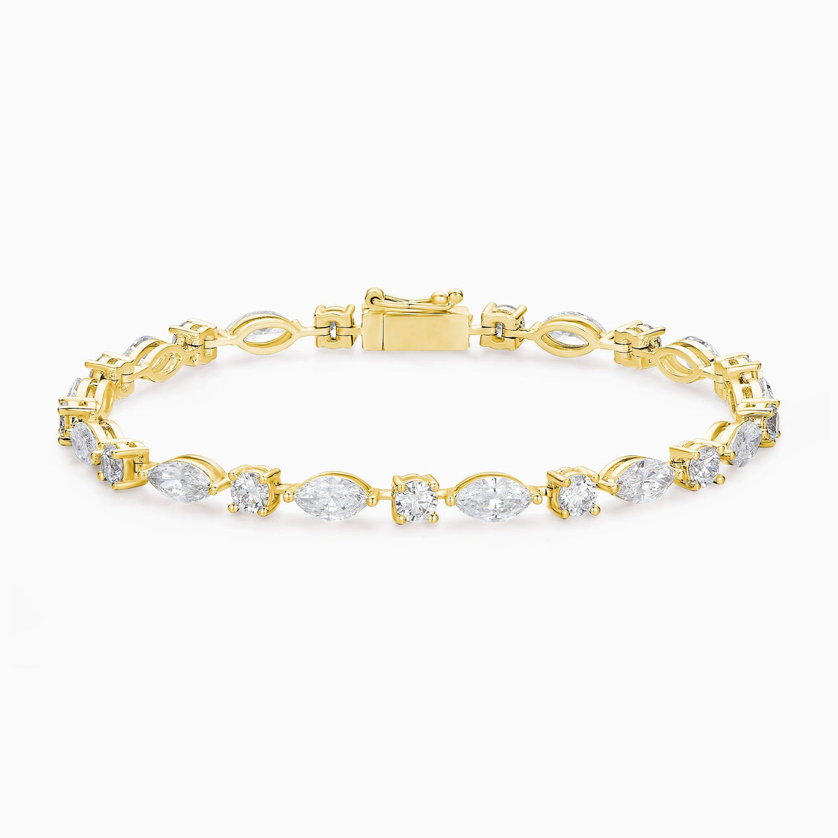 Multi Shape Diamond Tennis Bracelet in 14K Yellow Gold