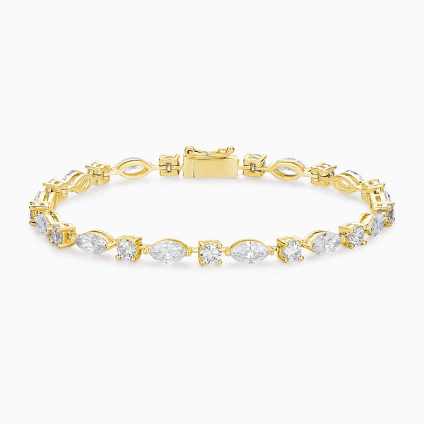 Multi Shape Diamond Tennis Bracelet in 14K Yellow Gold