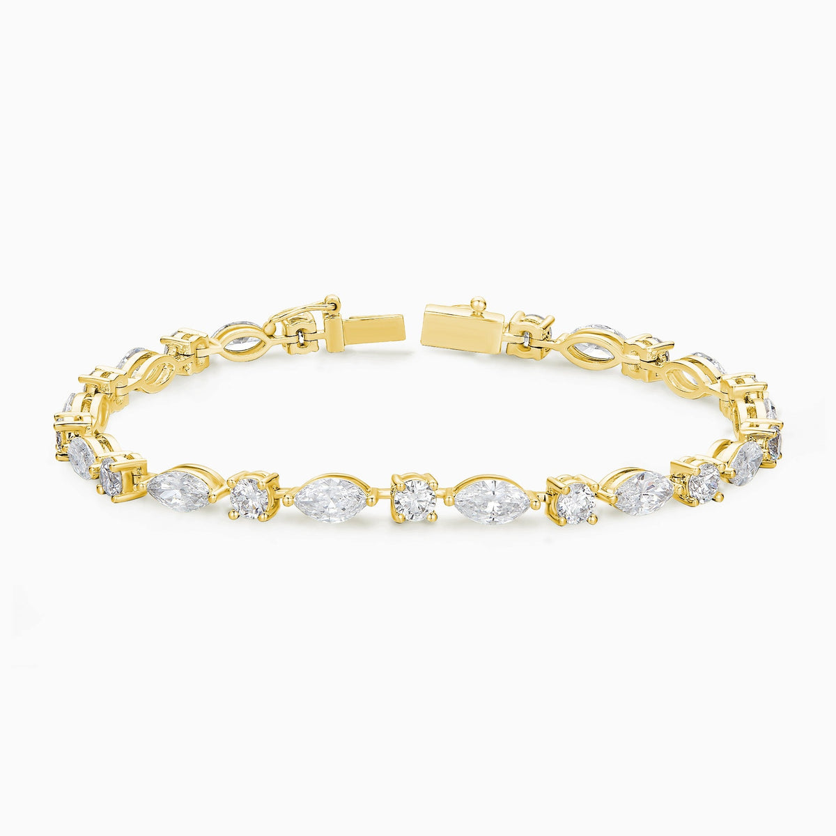 Multi Shape Diamond Tennis Bracelet in 14K Yellow Gold