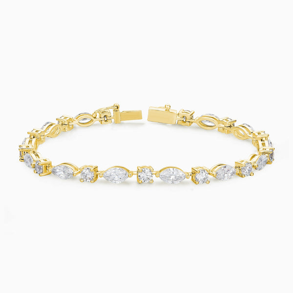 Multi Shape Diamond Tennis Bracelet in 14K Yellow Gold