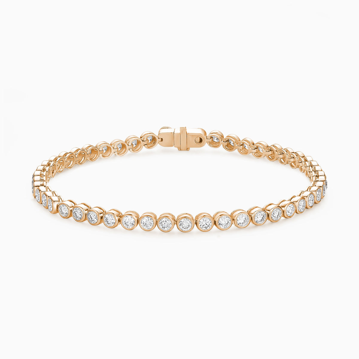 Round Brilliant Bezel Diamond Tennis Bracelet in 14K Rose Gold