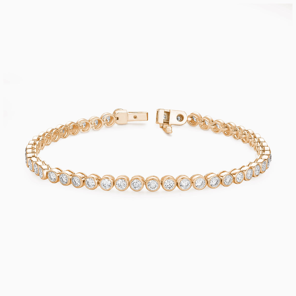 Round Brilliant Bezel Diamond Tennis Bracelet in 14K Rose Gold