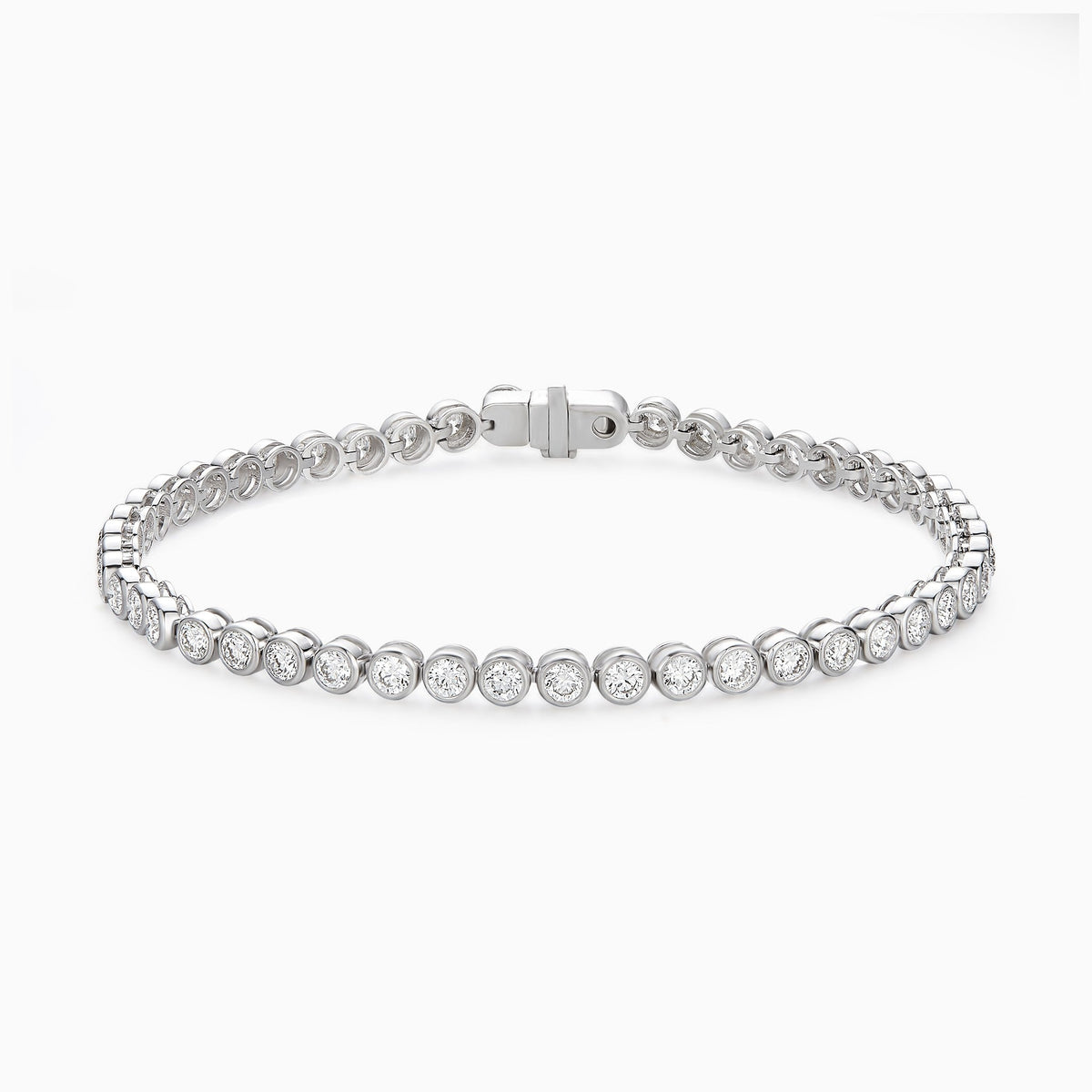 Round Brilliant Bezel Diamond Tennis Bracelet in 14K White Gold