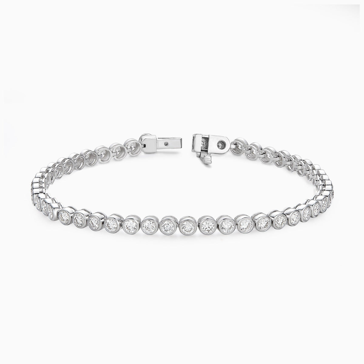 Round Brilliant Bezel Diamond Tennis Bracelet in 14K White Gold