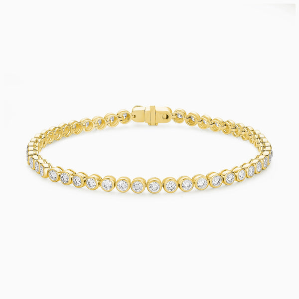 Round Brilliant Bezel Diamond Tennis Bracelet in 14K Yellow Gold