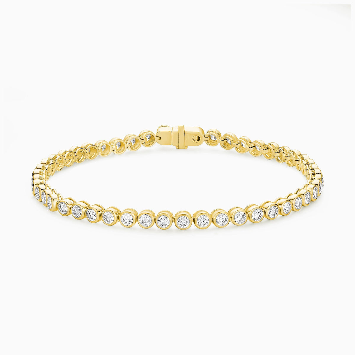 Round Brilliant Bezel Diamond Tennis Bracelet in 18K Yellow Gold