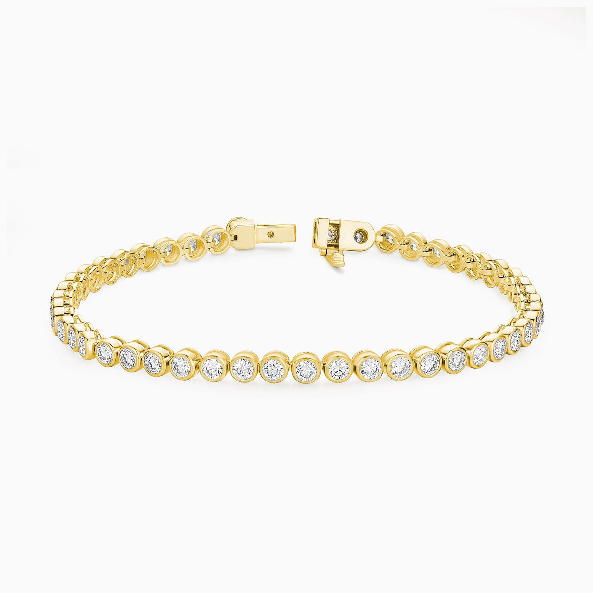 Round Brilliant Bezel Diamond Tennis Bracelet in 18K Yellow Gold