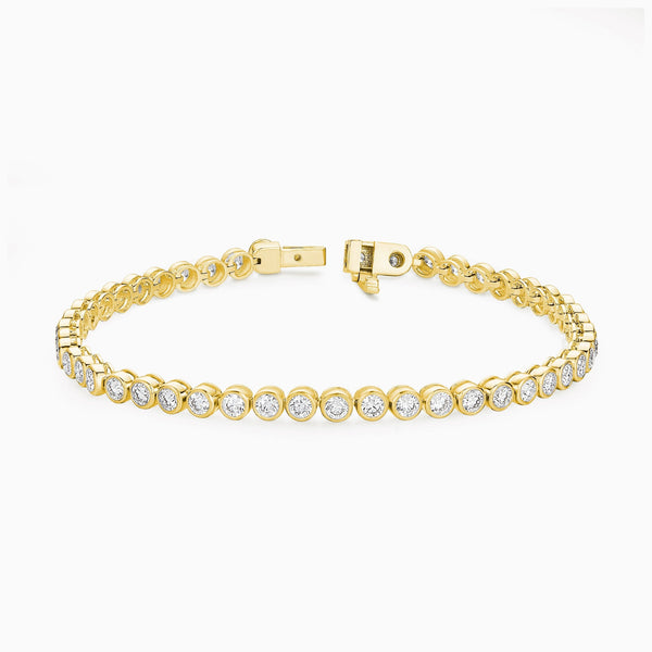 Round Brilliant Bezel Diamond Tennis Bracelet in 14K Yellow Gold