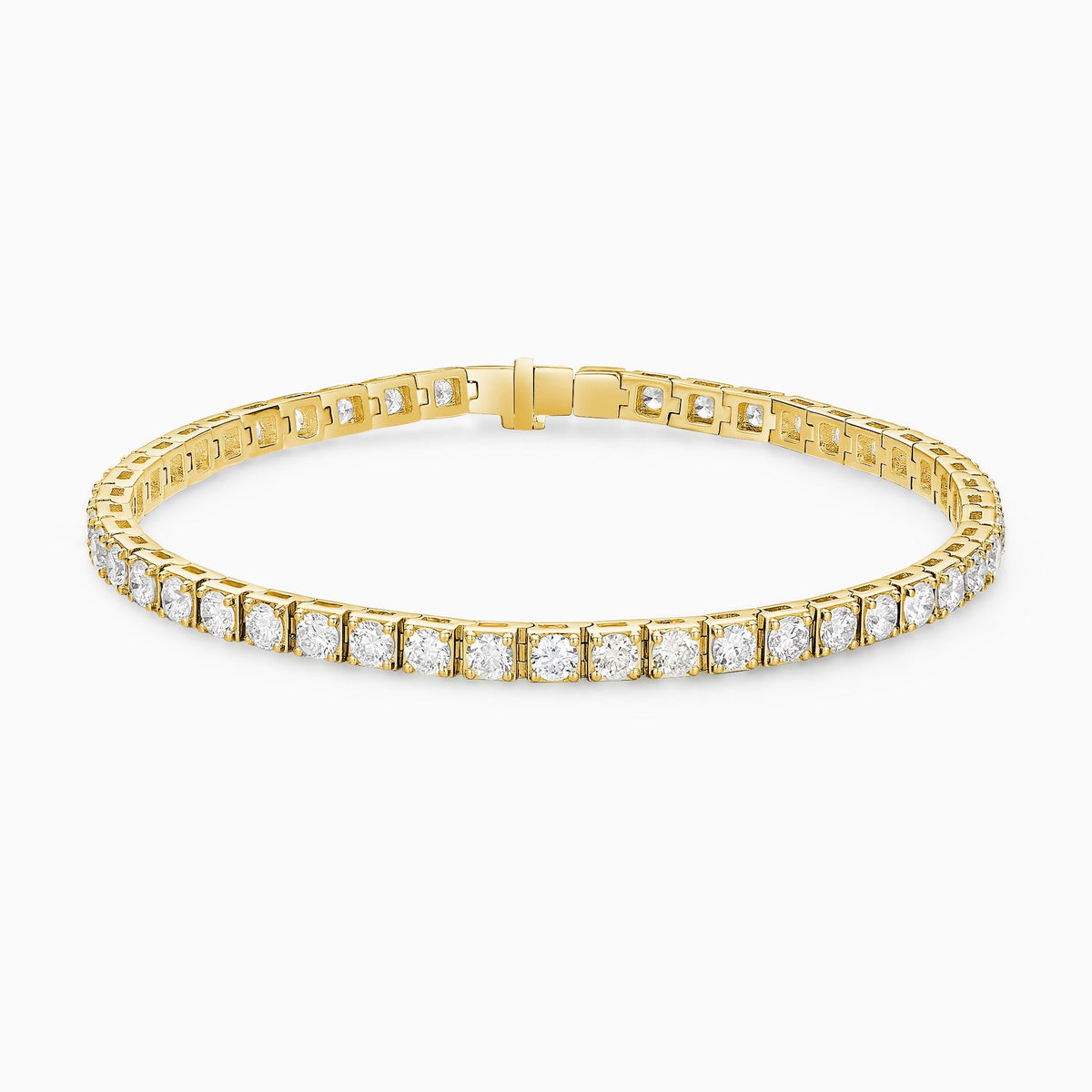Infinity Interlocking Round Brilliant Diamond Tennis Bracelet in 18K Yellow Gold