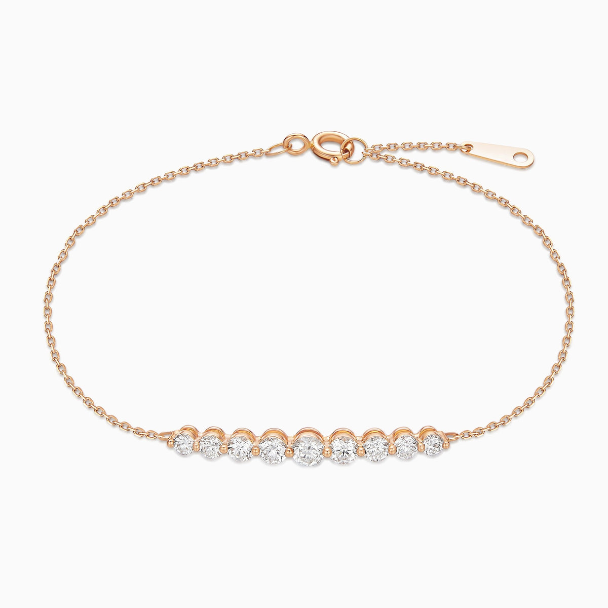 Brilliant Round Diamond Graduated Curve Bracelet in 14K Rose Gold