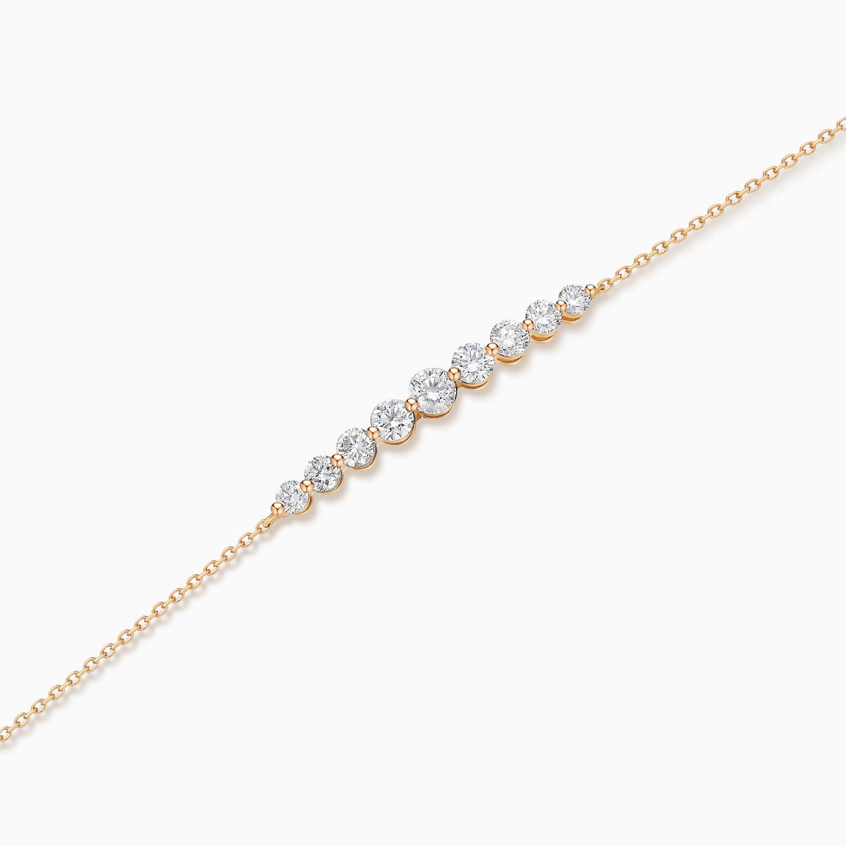Brilliant Round Diamond Graduated Curve Bracelet in 14K Rose Gold