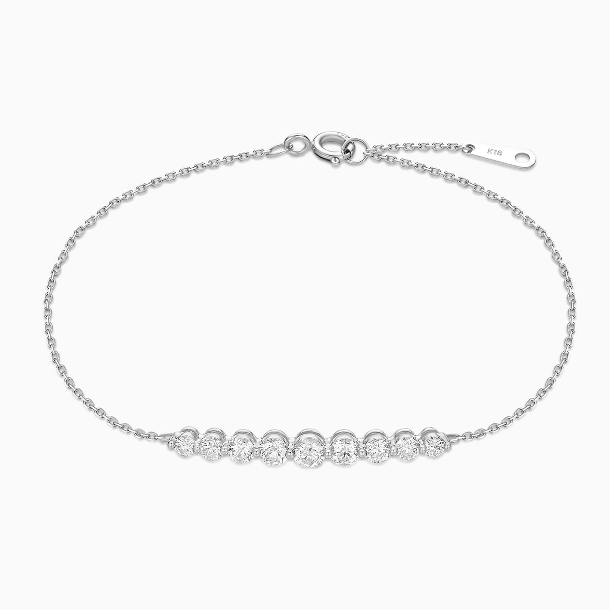 Brilliant Round Diamond Graduated Curve Bracelet in 14K White Gold