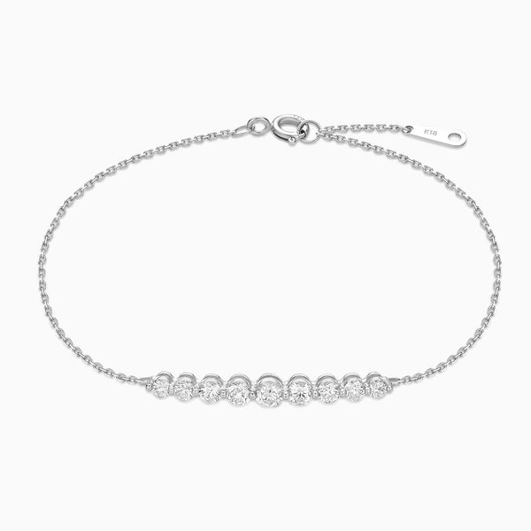 Brilliant Round Diamond Graduated Curve Bracelet in 14K White Gold