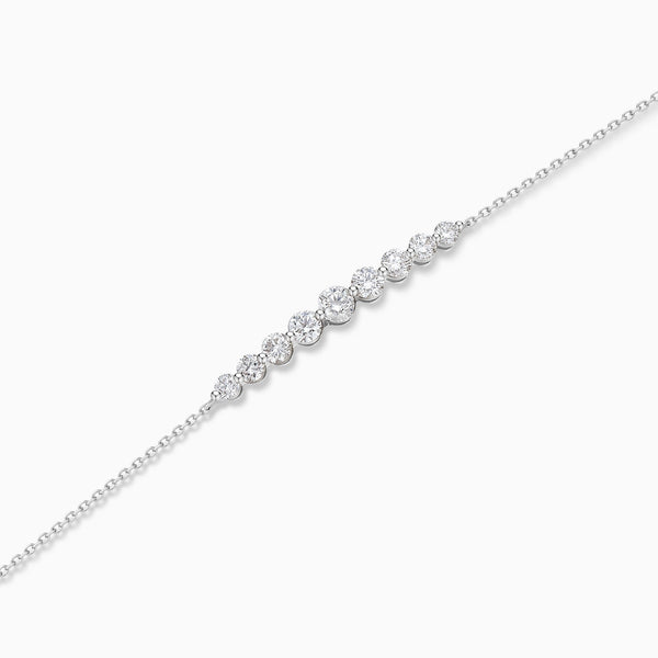 Brilliant Round Diamond Graduated Curve Bracelet in 14K White Gold