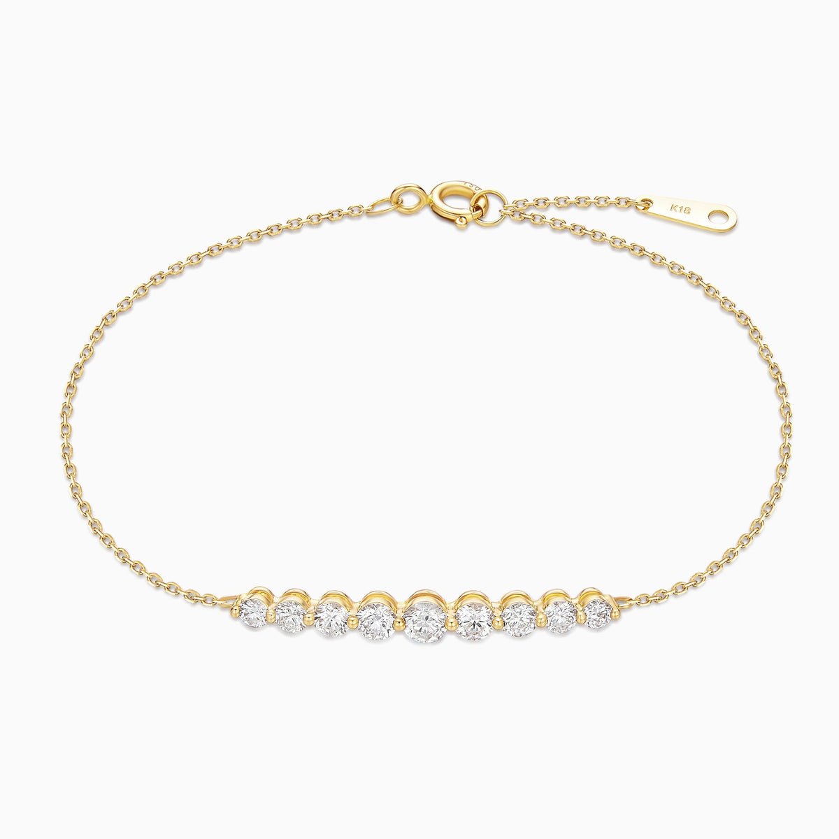 Brilliant Round Diamond Graduated Curve Bracelet in 14K Yellow Gold