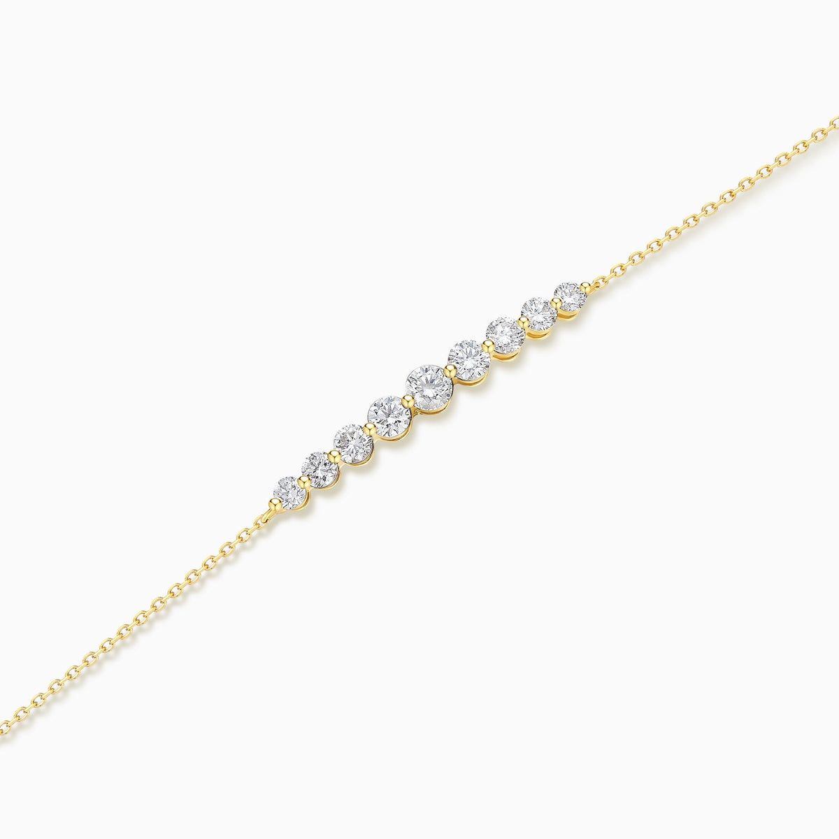 Brilliant Round Diamond Graduated Curve Bracelet in 18K Yellow Gold