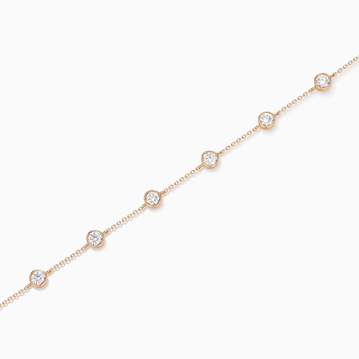 Round Brilliant Bezel Station Diamond Bracelet in 14K Rose Gold