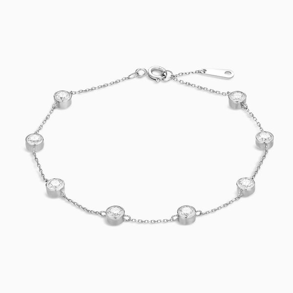 Round Brilliant Bezel Station Diamond Bracelet in 14K White Gold