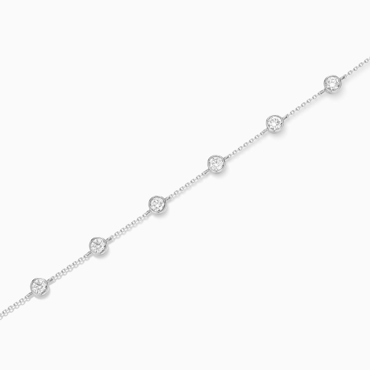 Round Brilliant Bezel Station Diamond Bracelet in 14K White Gold