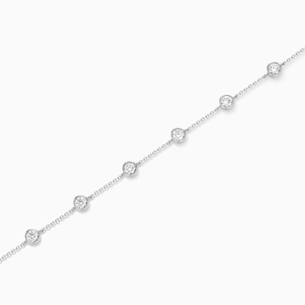 Round Brilliant Bezel Station Diamond Bracelet in 14K White Gold