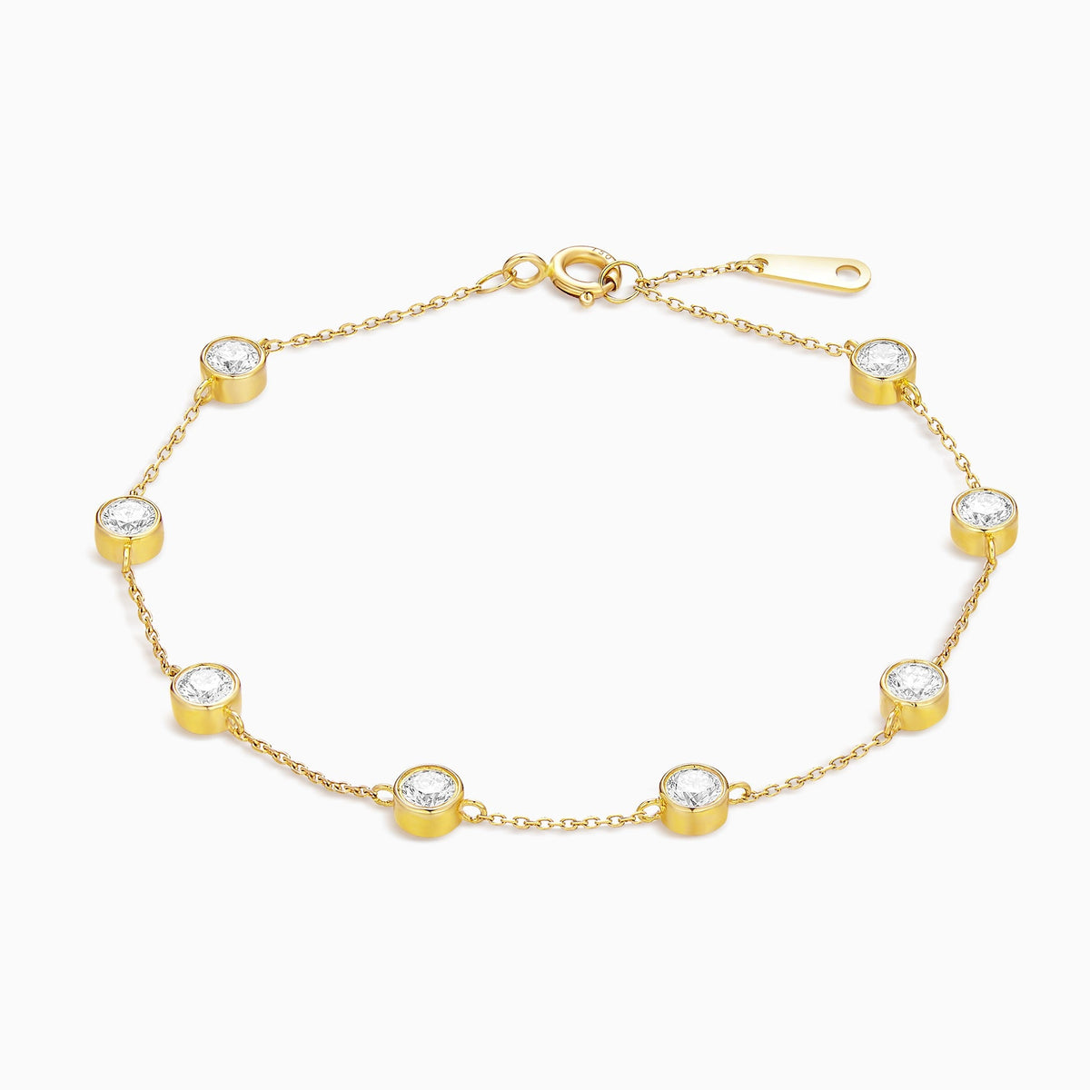 Round Brilliant Bezel Station Diamond Bracelet in 14K Yellow Gold