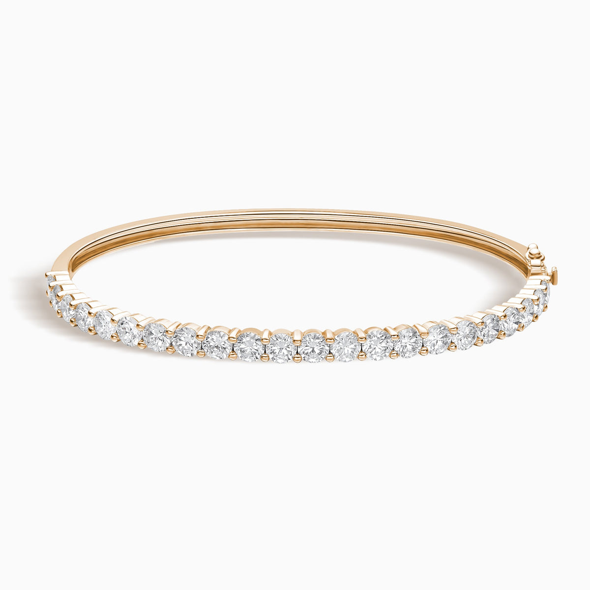 Round Brilliant Half Tennis Diamond Bangle in 14K Rose Gold