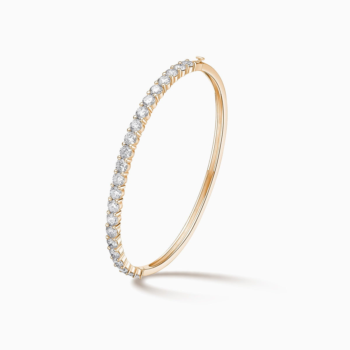 Round Brilliant Half Tennis Diamond Bangle in 14K Rose Gold