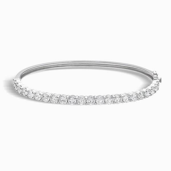 Round Brilliant Half Tennis Diamond Bangle in 14K White Gold