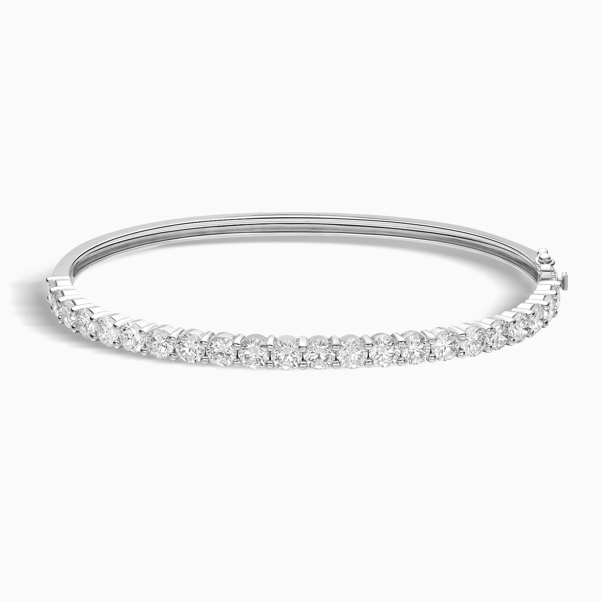 Round Brilliant Half Tennis Diamond Bangle in 18K White Gold
