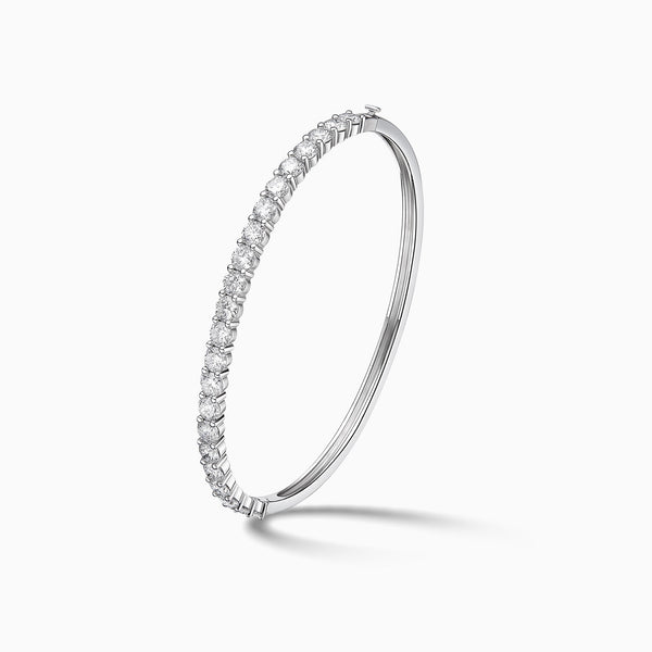 Round Brilliant Half Tennis Diamond Bangle in 14K White Gold