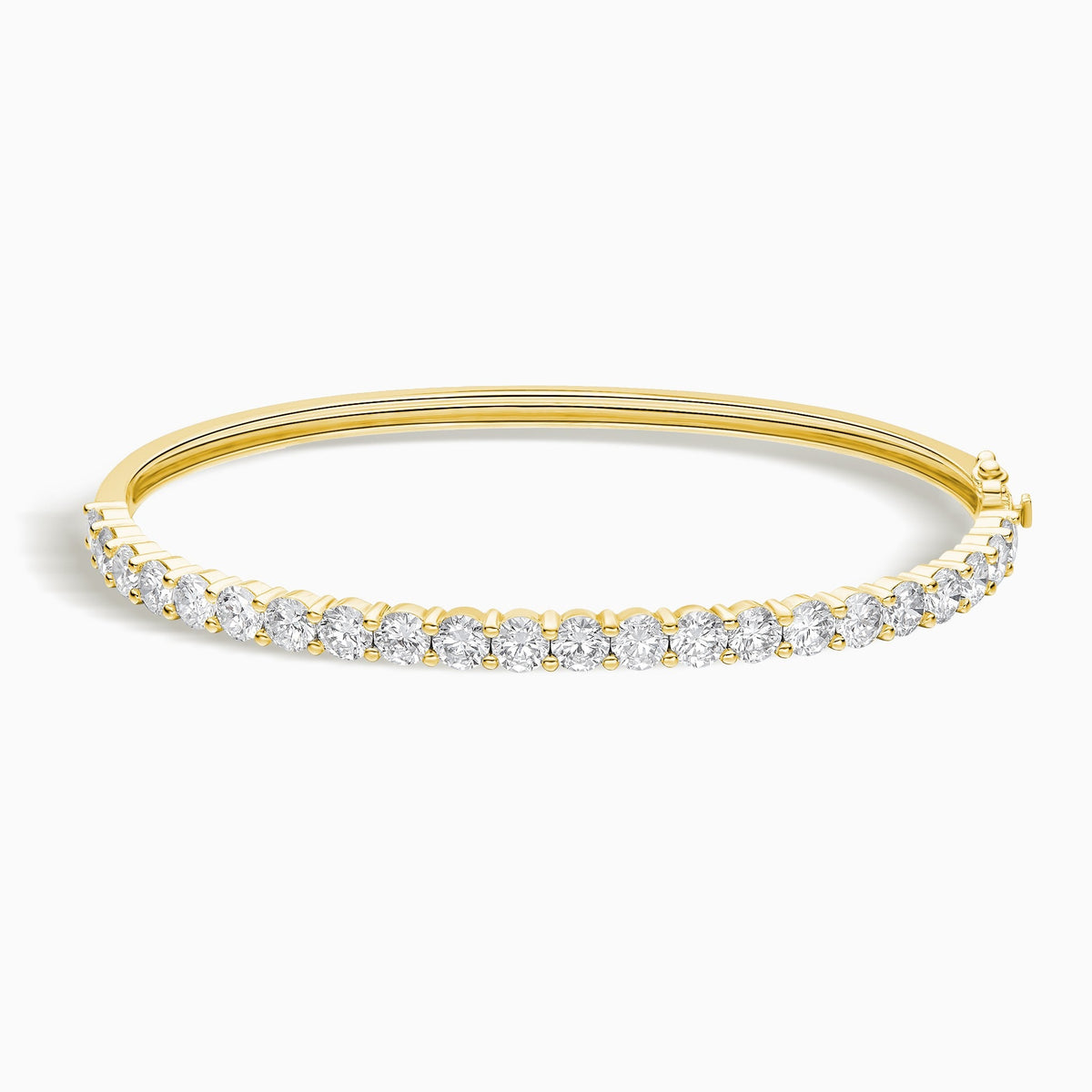 Round Brilliant Half Tennis Diamond Bangle in 18K Yellow Gold