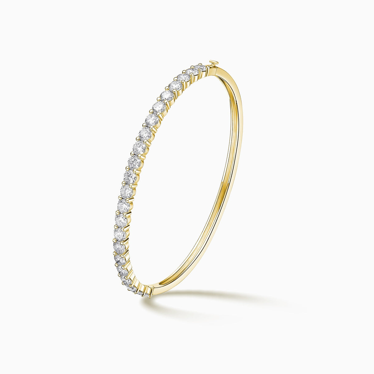 Round Brilliant Half Tennis Diamond Bangle in 18K Yellow Gold
