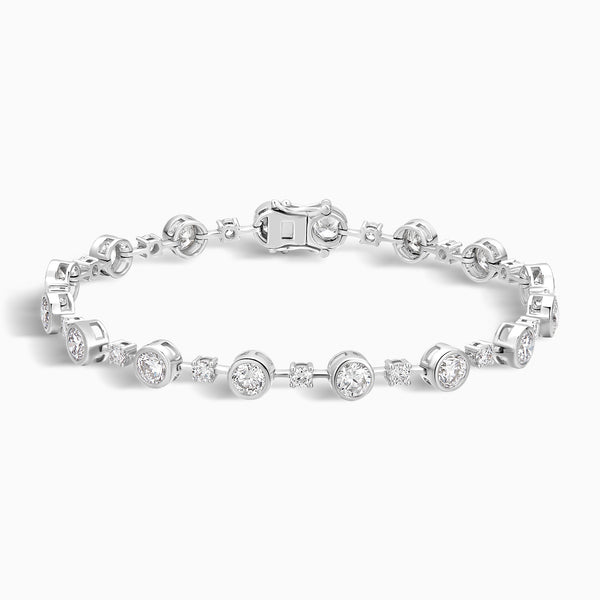 Alternating Multi-Shape Diamond Tennis Bracelet in 14K White Gold