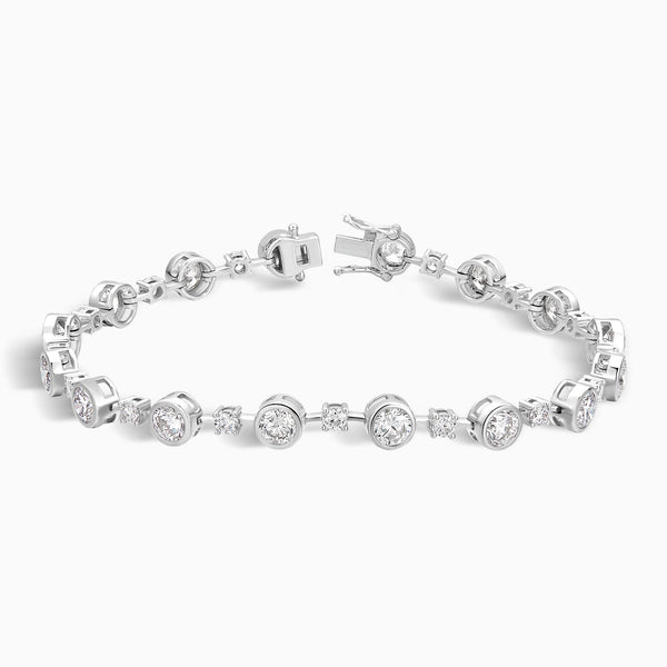 Alternating Multi-Shape Diamond Tennis Bracelet in 14K White Gold