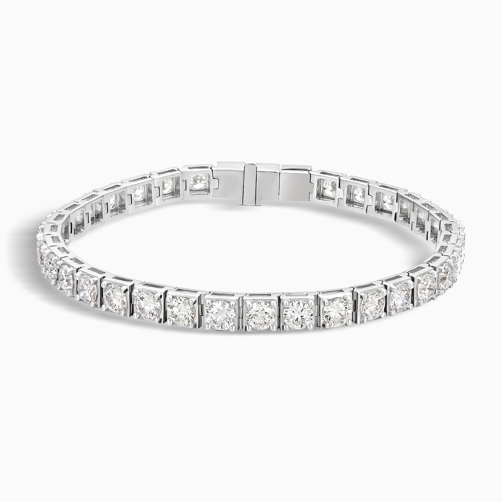 Round Brilliant Box Link Diamond Tennis Bracelet