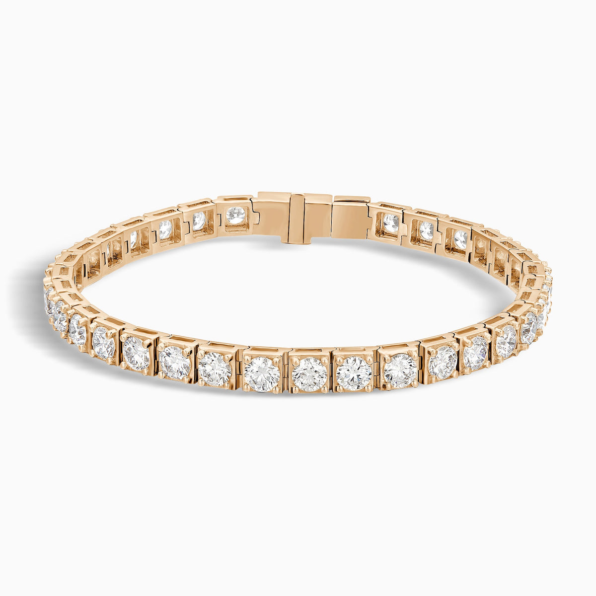 Round Brilliant Box Link Diamond Tennis Bracelet in 14K Rose Gold